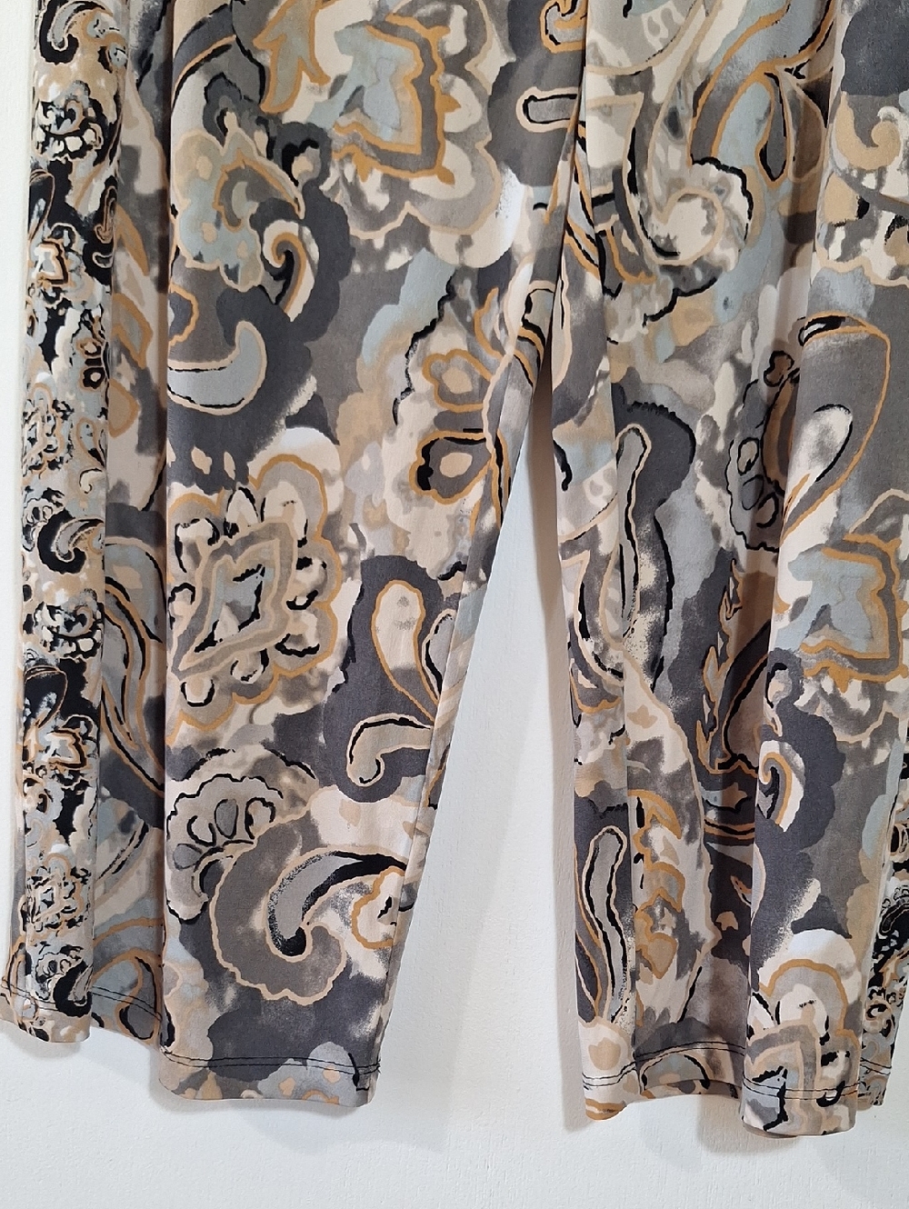 Boho Paisley Floral Wide Leg Cropped Pants Earth Tones - Picture 3 of 13